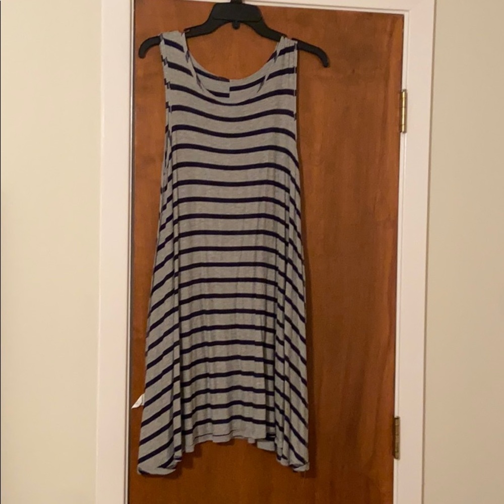 Pinc gray and white striped dress